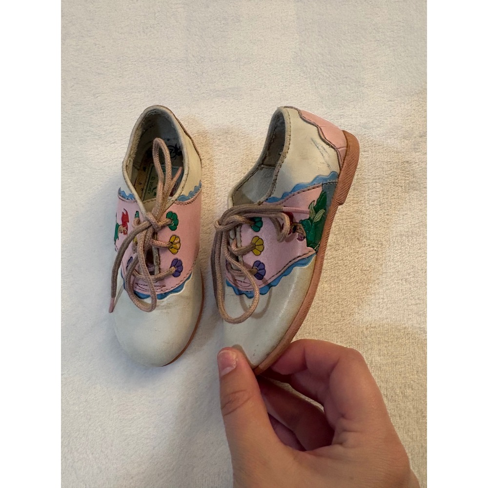 Vintage Disney The Little Mermaid Ariel Toddler Shoes Oxfords Pink White Size 7